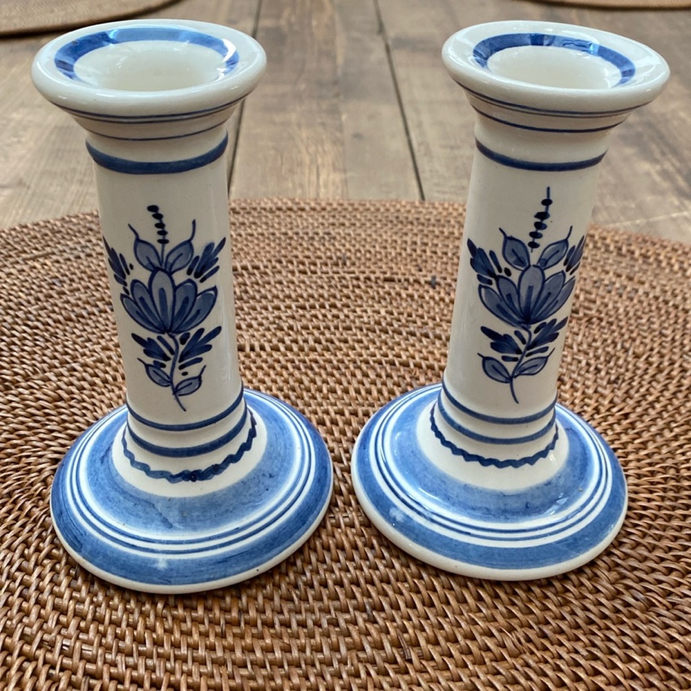 Vintage Delft candle sticks